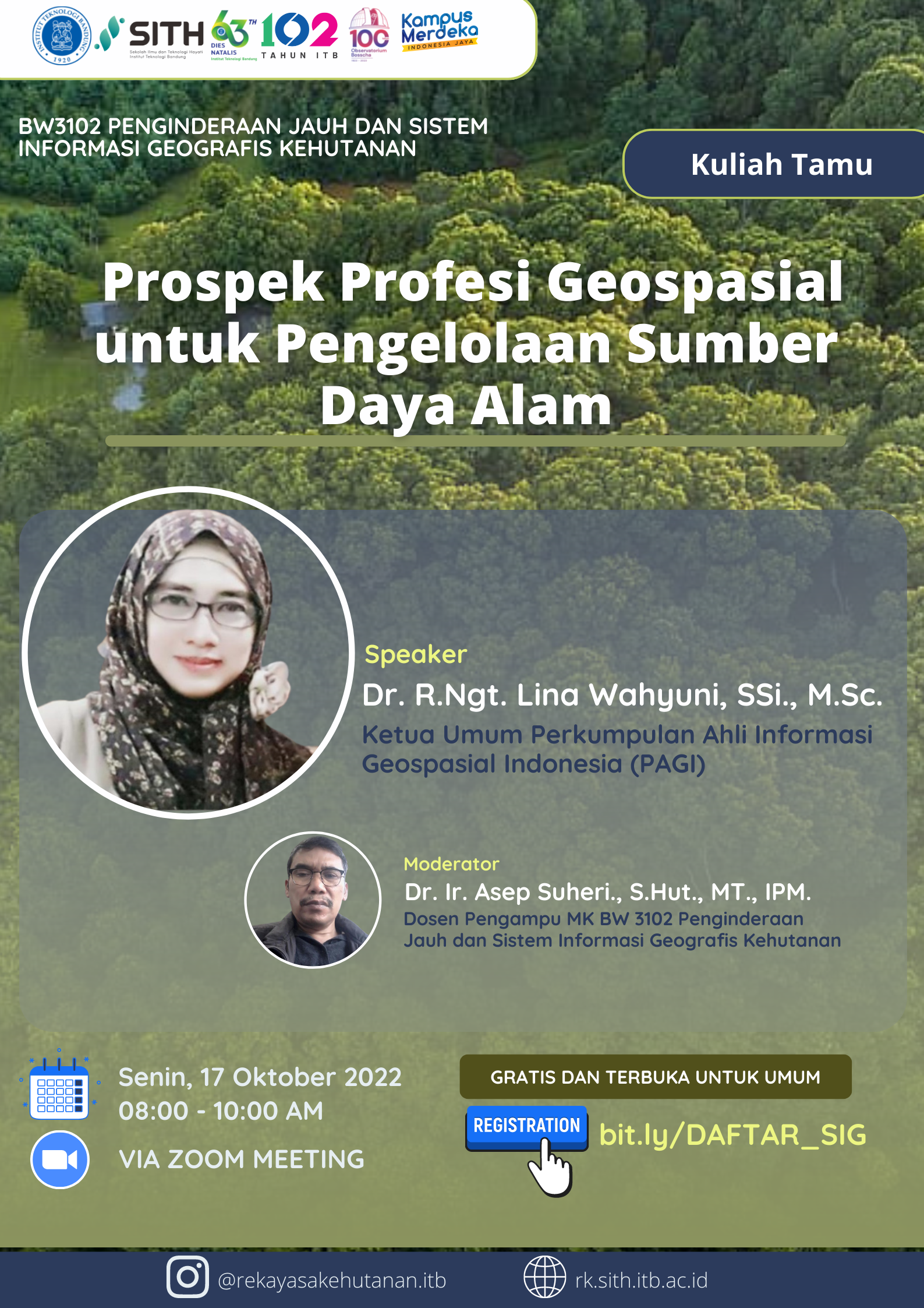 Kuliah Tamu BW3102 Penginderaan Jauh dan Sistem Informasi Geografis Kehutanan